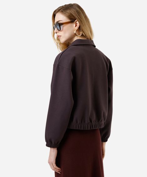 jaqueta bomber feminina com pregas cinza