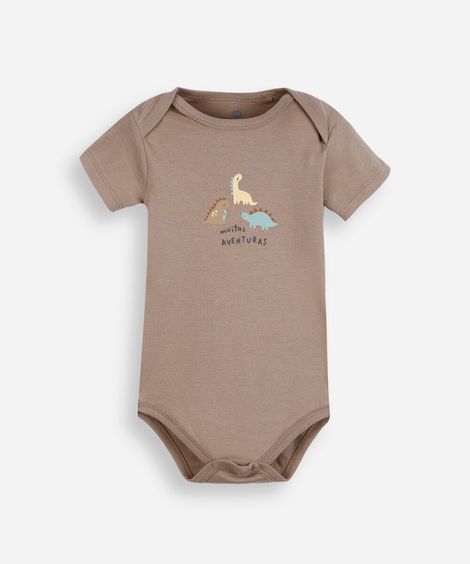 body infantil de algodão muitas aventuras marrom