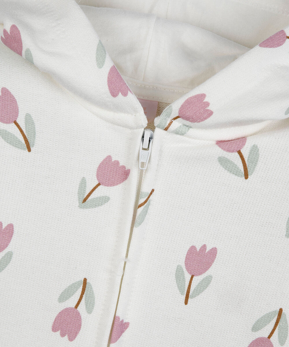 blusão de moletom infantil com capuz floral off white