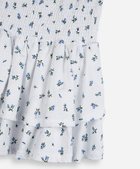 mini saia juvenil marias floral off white