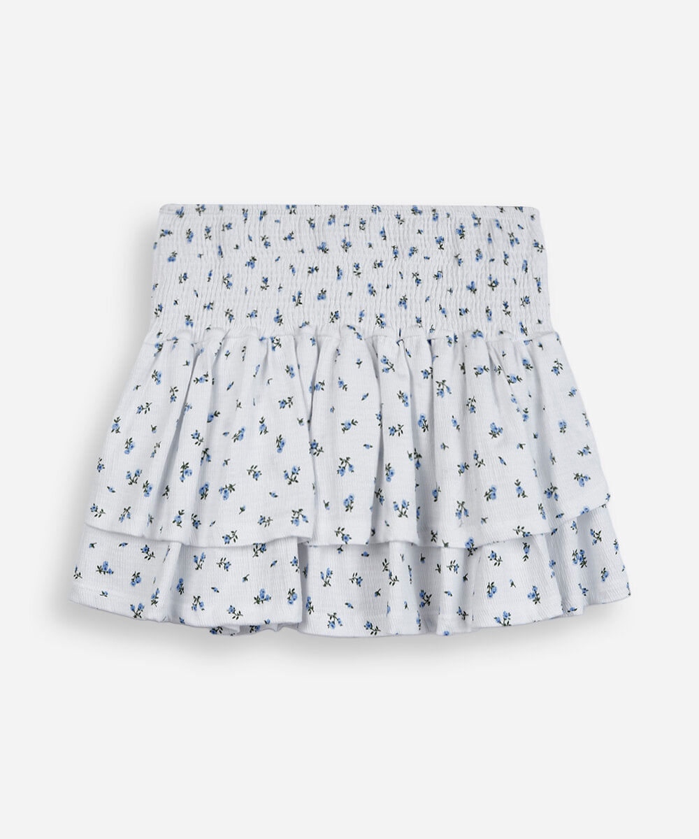 mini saia juvenil marias floral off white