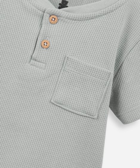 conjunto curto infantil de algodão texturizado verde