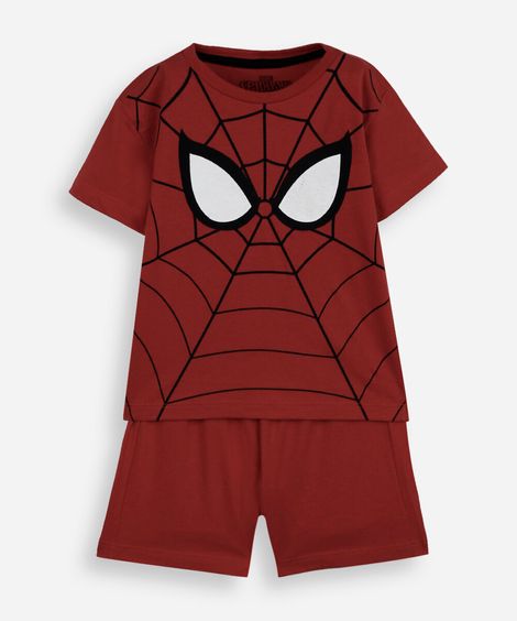 pijama curto infantil homem aranha vermelho