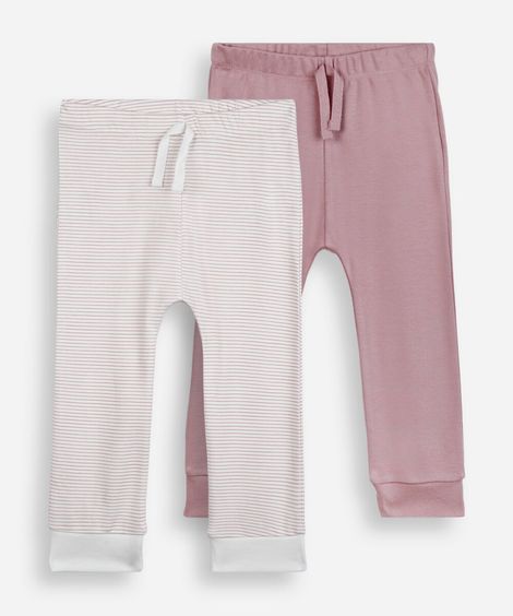kit de 2 calças infantis jogger rosa
