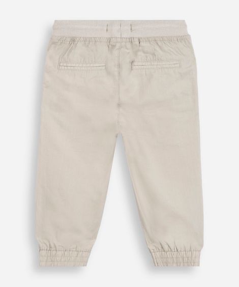 calça jogger de sarja infantil bege