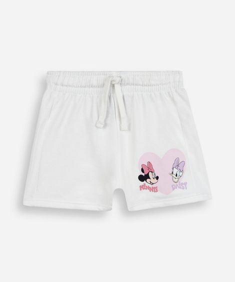 short curto infantil de moletinho minnie e margarida off white