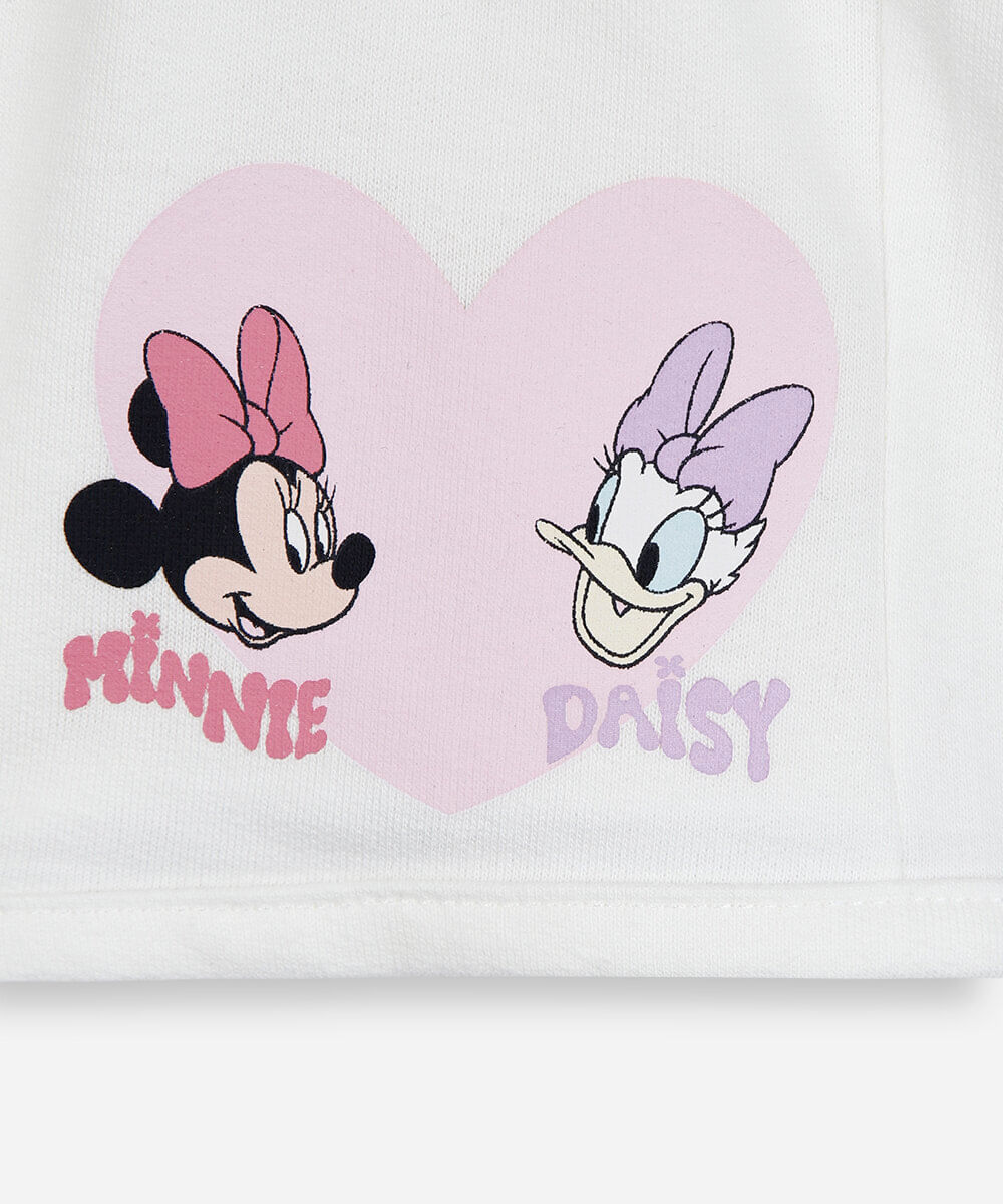 short curto infantil de moletinho minnie e margarida off white