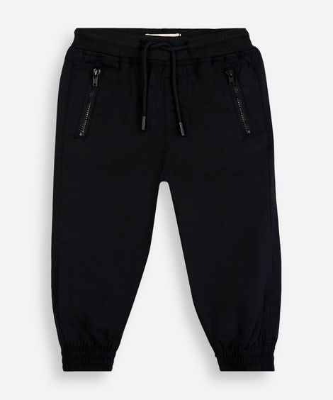 calça jogger de sarja infantil preta