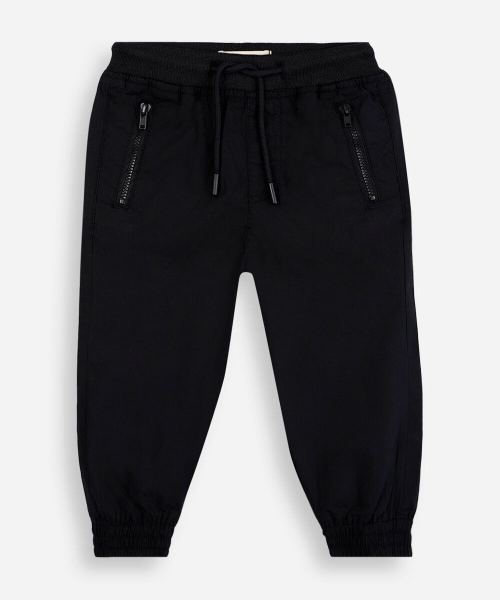 calça jogger de sarja infantil preta