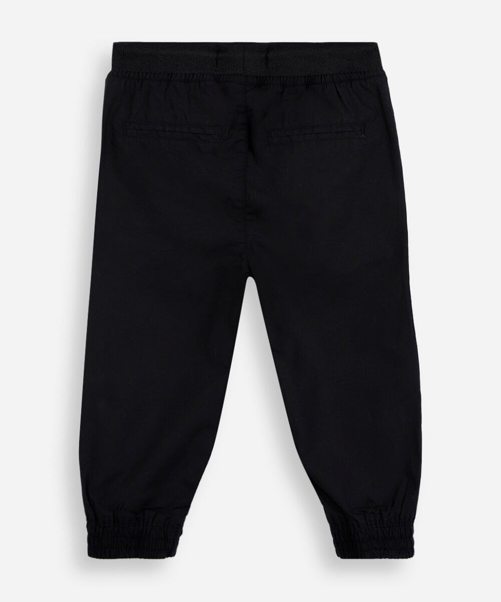 calça jogger de sarja infantil preta