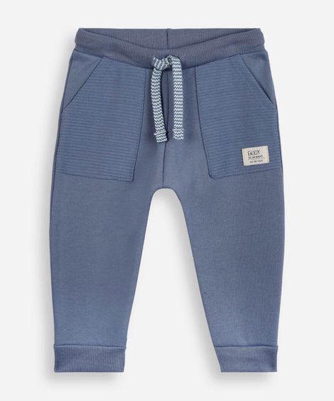 calça de moletom infantil texturizada azul