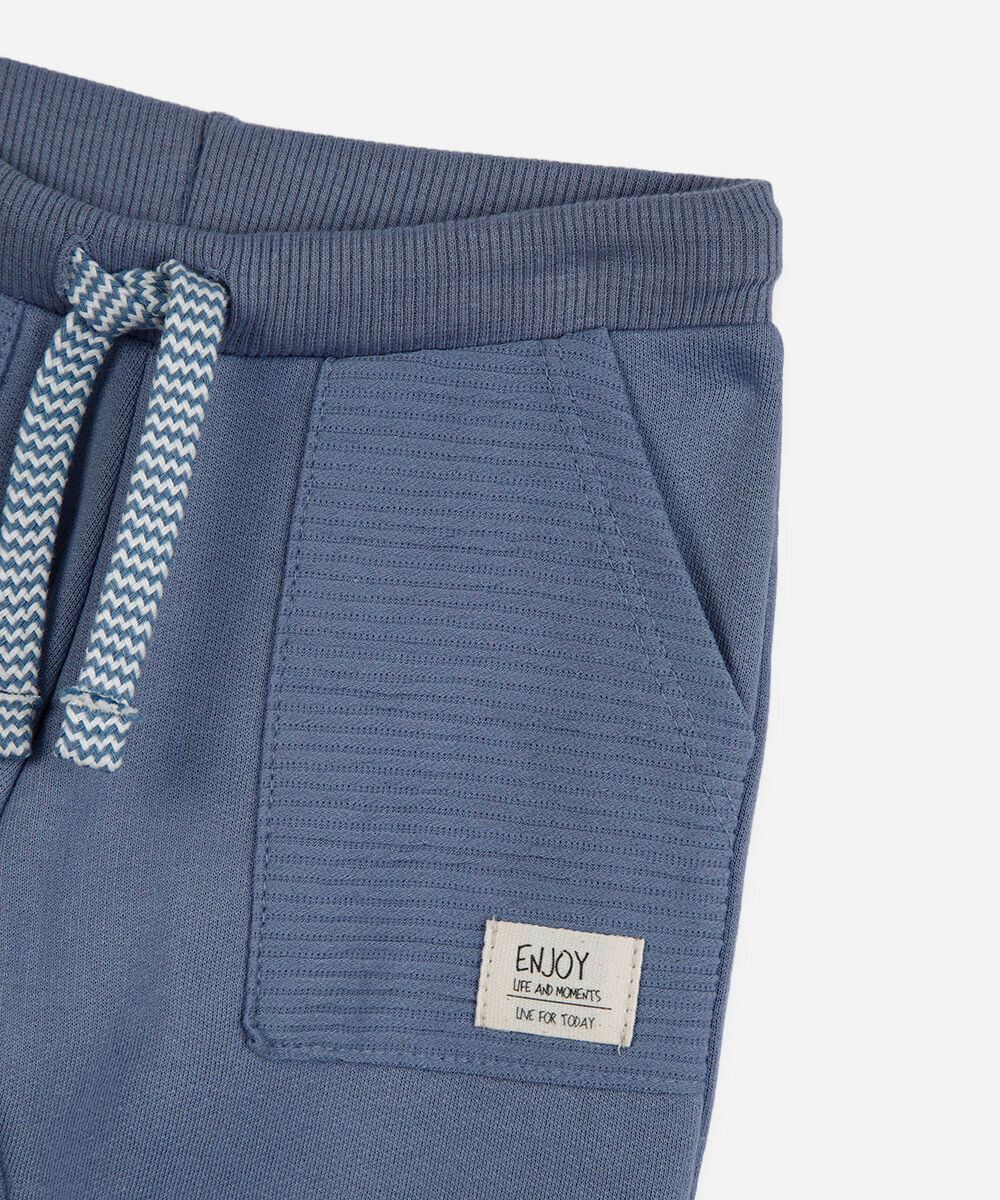 calça de moletom infantil texturizada azul