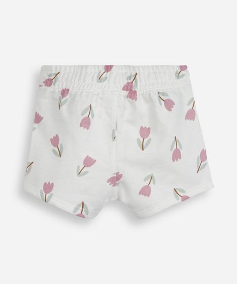 short curto infantil de moletinho floral off white