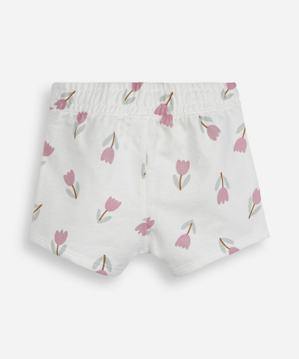 short curto infantil de moletinho floral off white