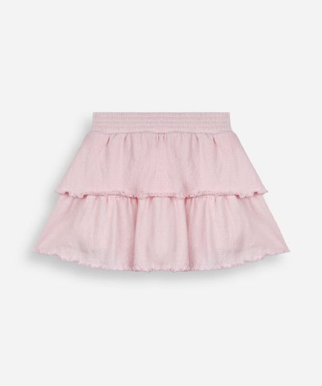 short saia marias infantil texturizada rosa