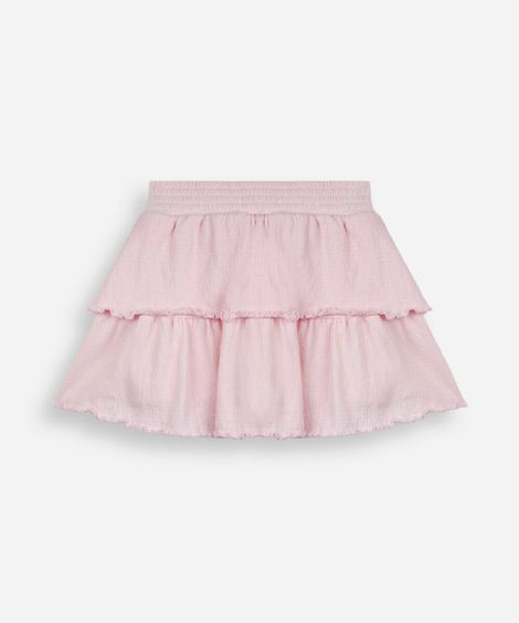 short saia marias infantil texturizada rosa