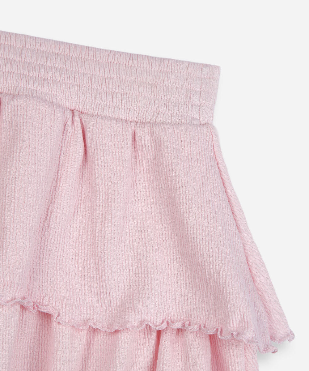 short saia marias infantil texturizada rosa