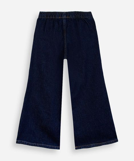 calça wide leg estilo pijama infantil jeans azul