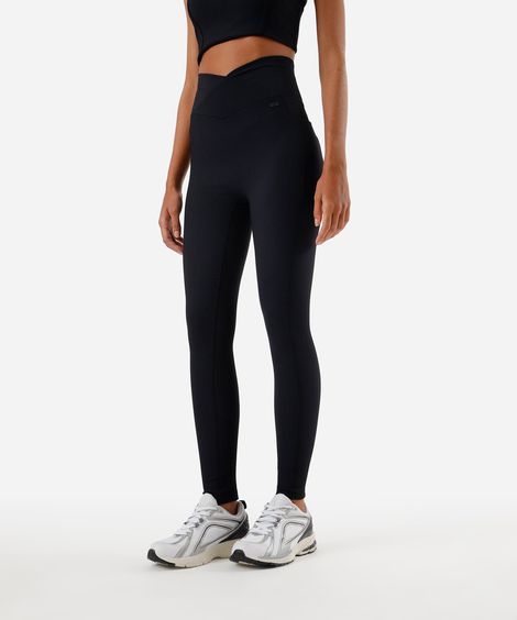 calça legging feminina esportiva canelada preta