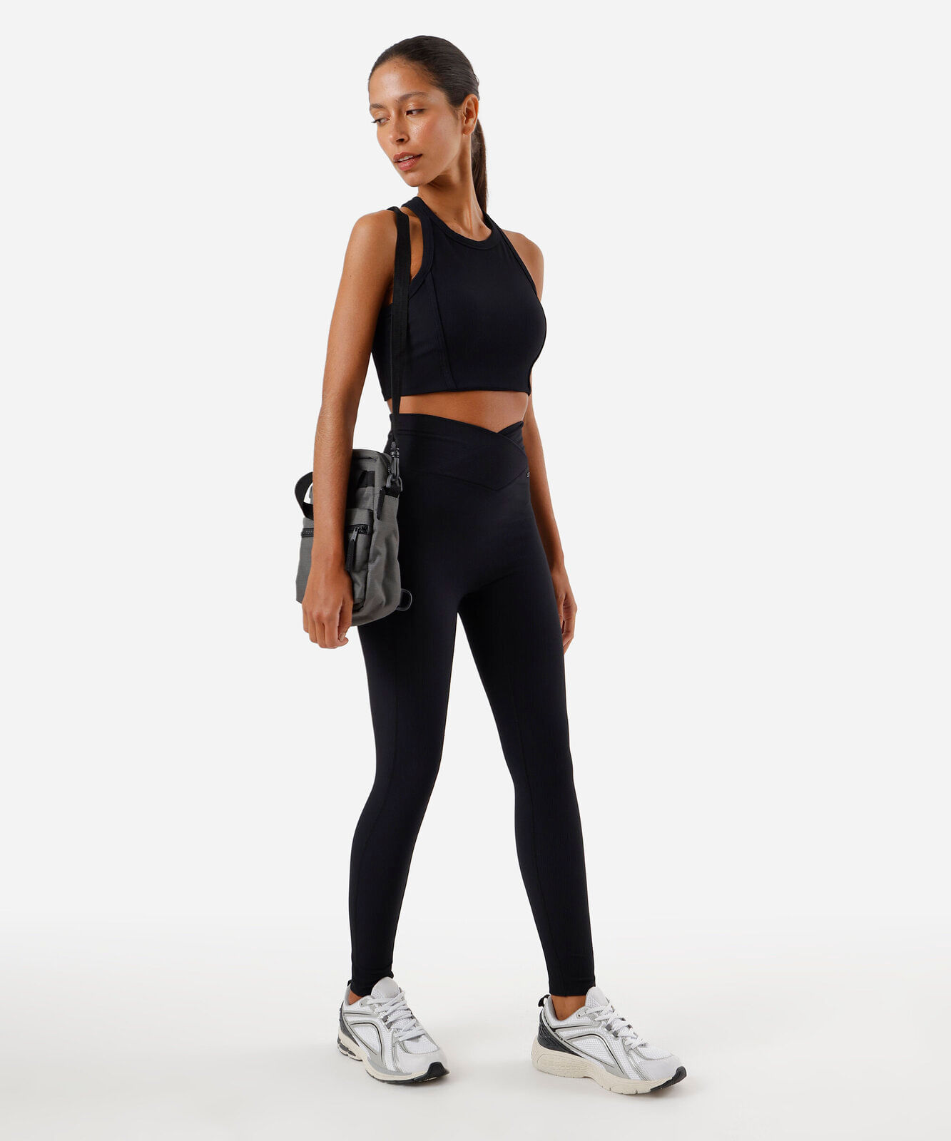 calça legging feminina esportiva ace canelada preta