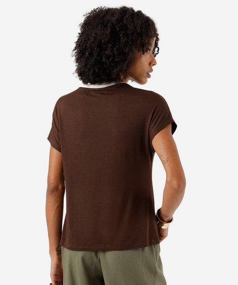 blusa feminina de viscose manga curta marrom