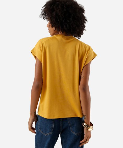 blusa muscle tee feminina de algodão peruano interlock amarela