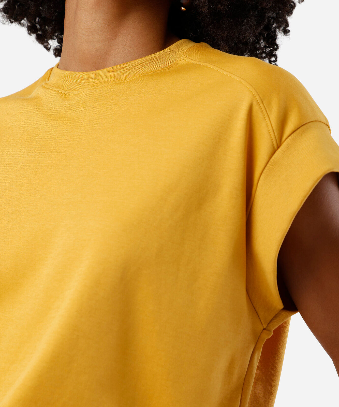 blusa muscle tee feminina de algodão peruano interlock amarela