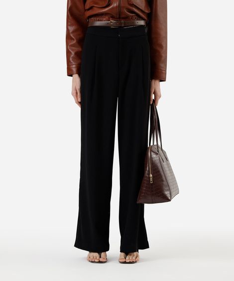 calça wide leg feminina de alfaiataria preta