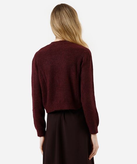 suéter básico feminino cropped de tricot vinho