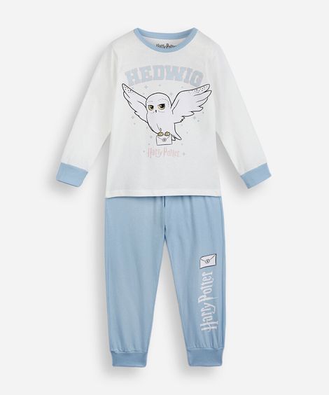 pijama longo infantil hedwig harry potter off white