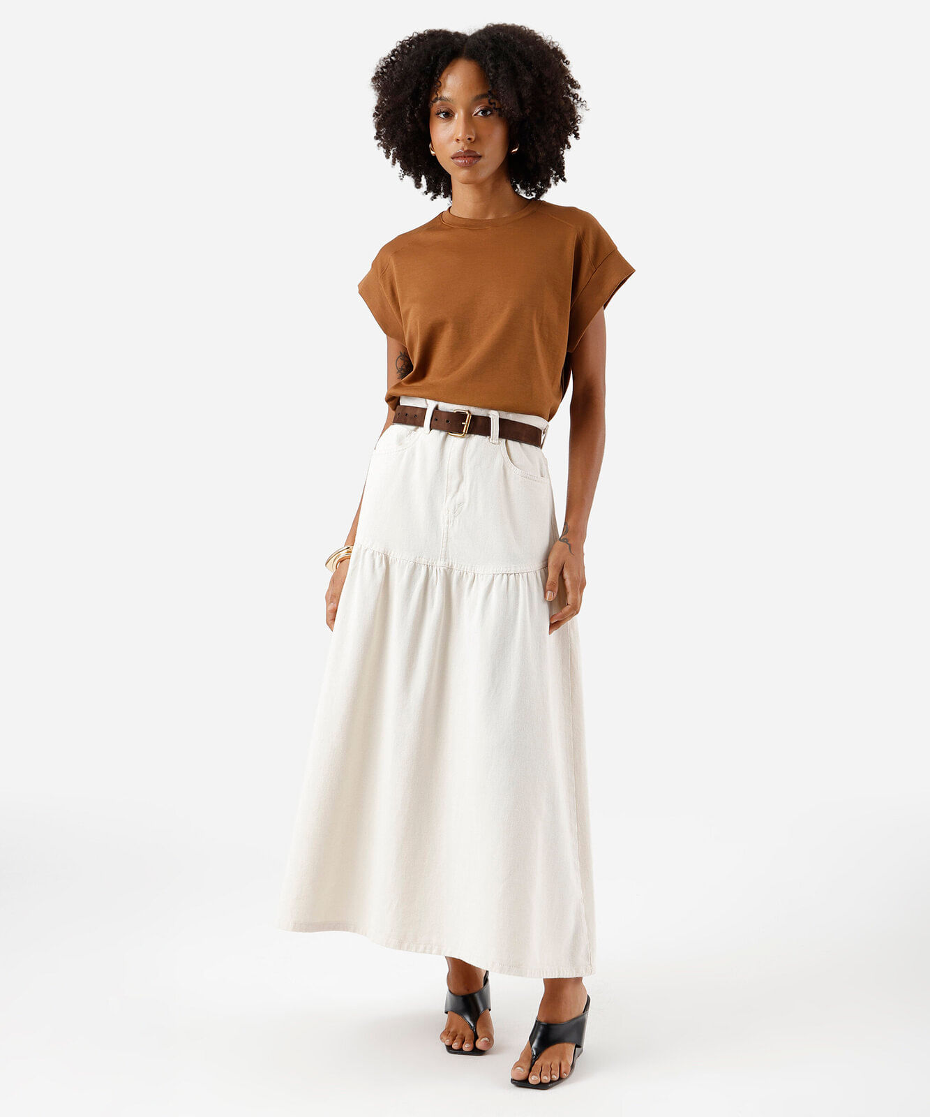blusa muscle tee feminina de algodão peruano interlock bege