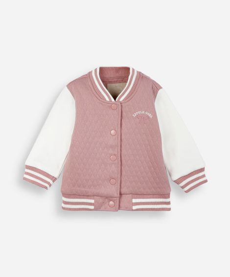 jaqueta bomber infantil little girl bicolor rosa
