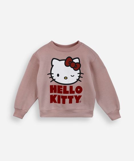 blusão de moletom infantil hello kitty rosa