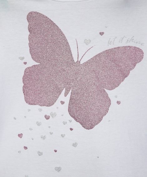 blusa infantil de algodão manga longa borboleta off white