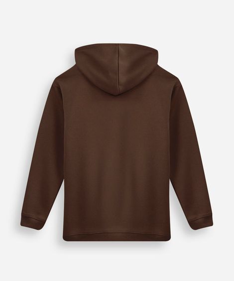 jaqueta oversized juvenil de moletom com capuz e bolso marrom