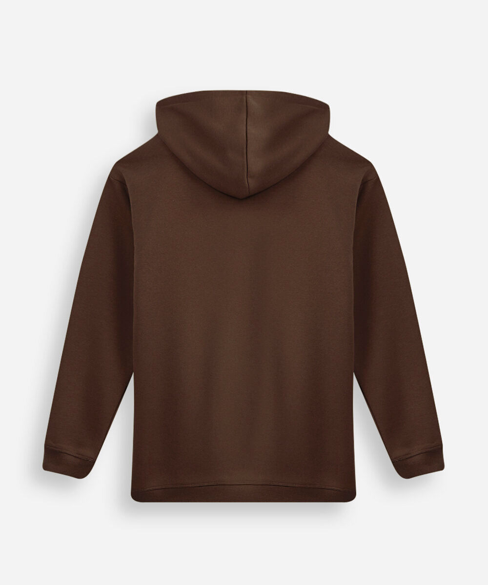 jaqueta oversized juvenil de moletom com capuz e bolso marrom