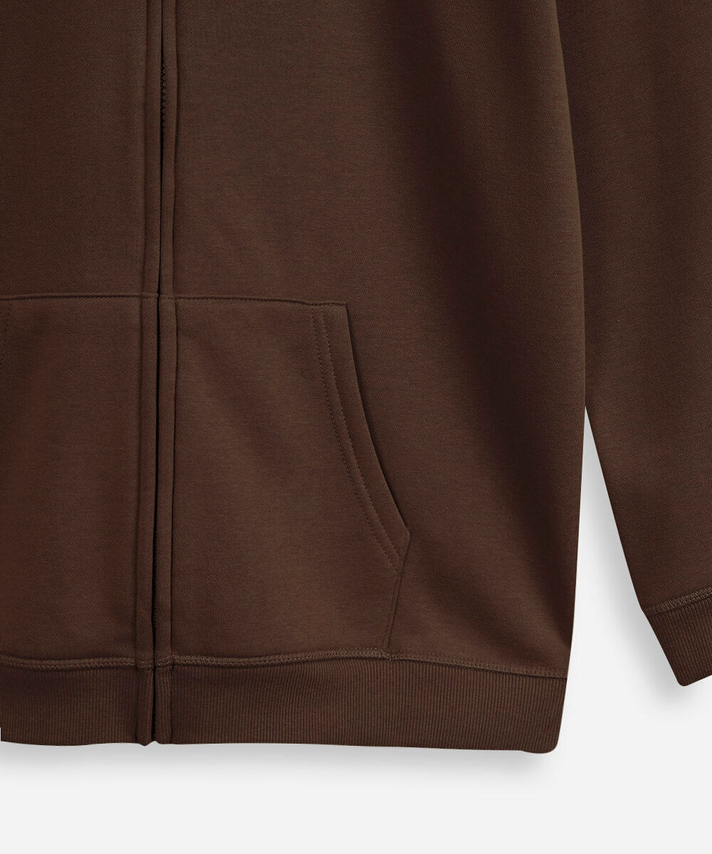 jaqueta oversized juvenil de moletom com capuz e bolso marrom