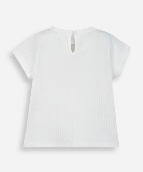 camiseta infantil de algodão com lacinho off white