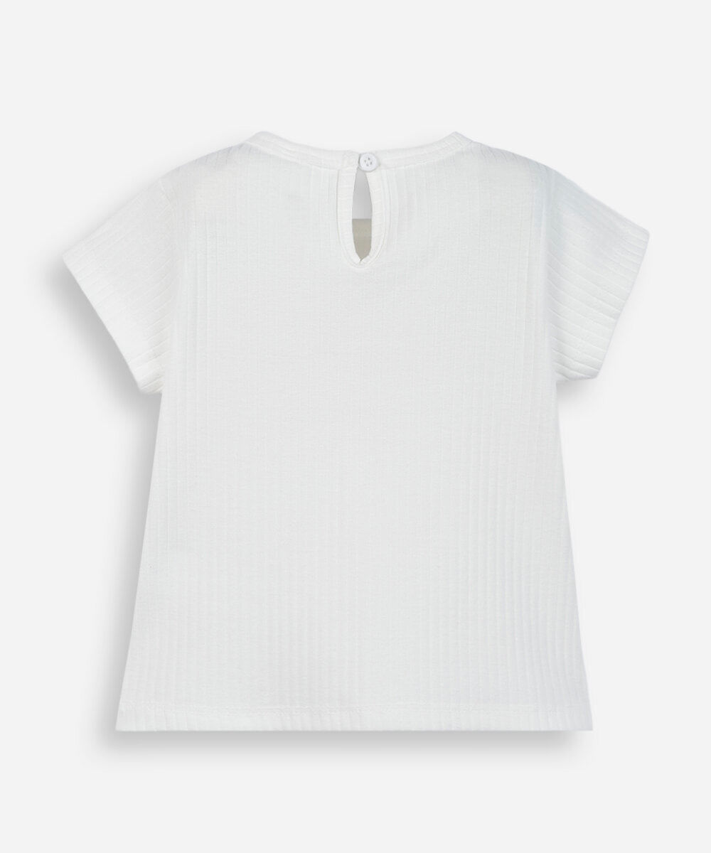camiseta infantil de algodão com lacinho off white