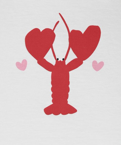 camiseta infantil de algodão com babados lagosta off white