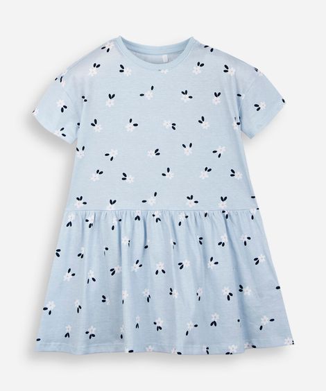 vestido infantil de algodão manga curta floral colorido