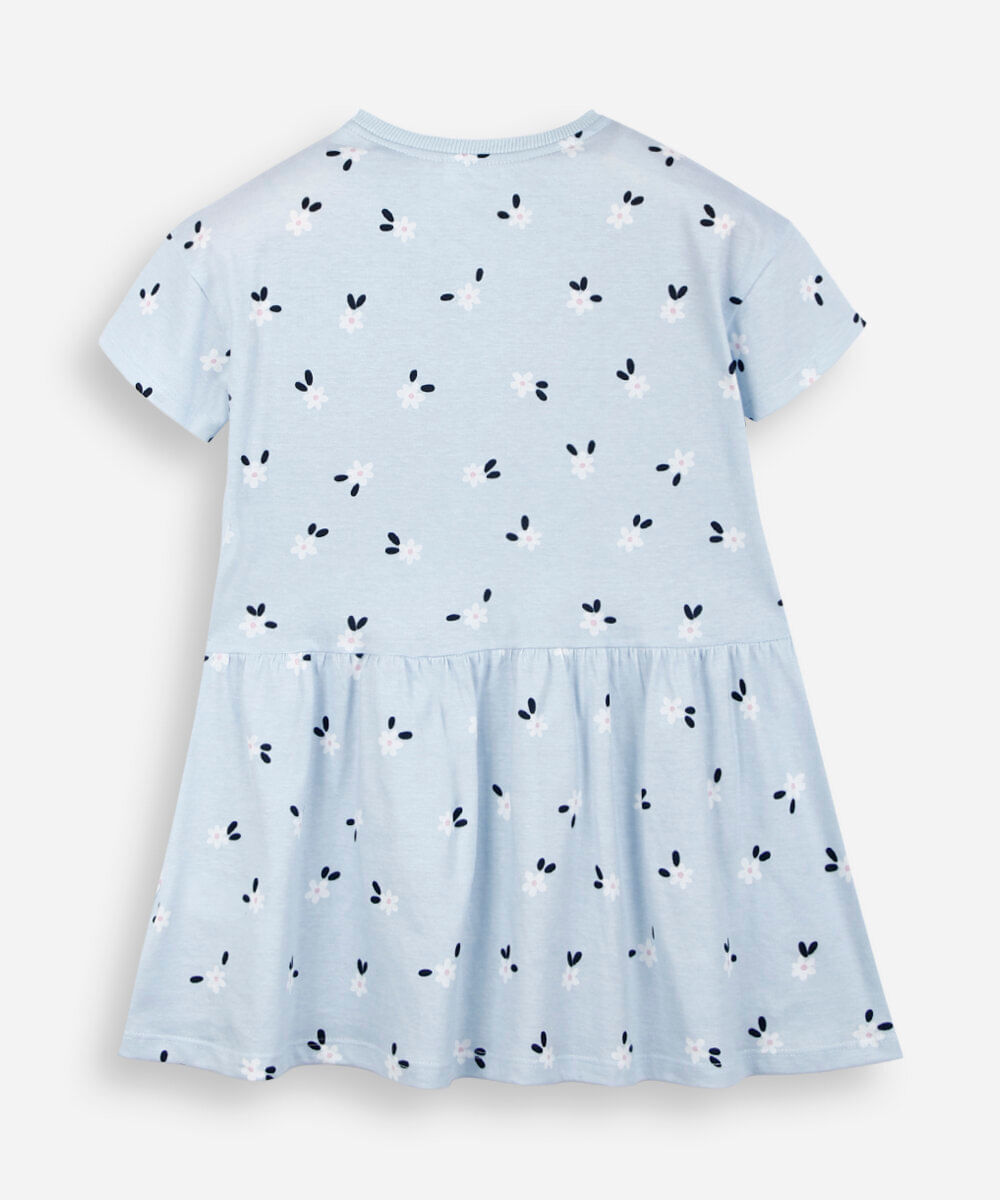 vestido infantil de algodão manga curta floral colorido