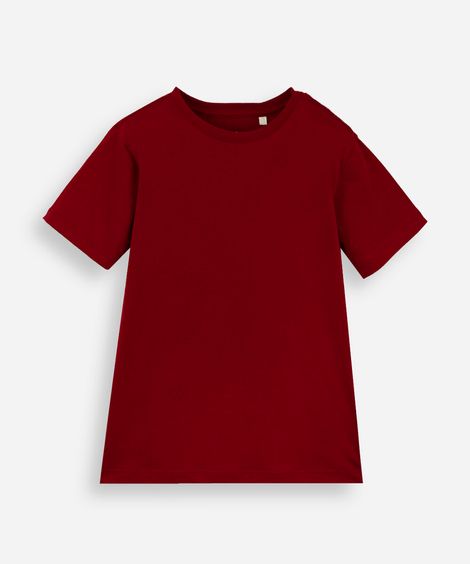 camiseta de algodão infantil manga curta básica vinho