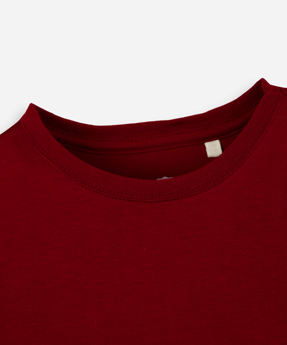 camiseta de algodão infantil manga curta básica vinho