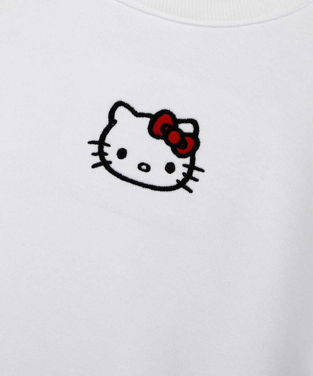 blusão infantil de moletom com bordado e laços hello kitty off white