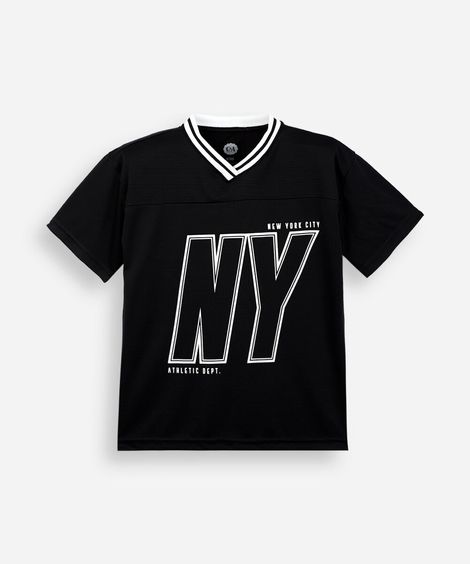 camiseta esportiva infantil manga curta preta