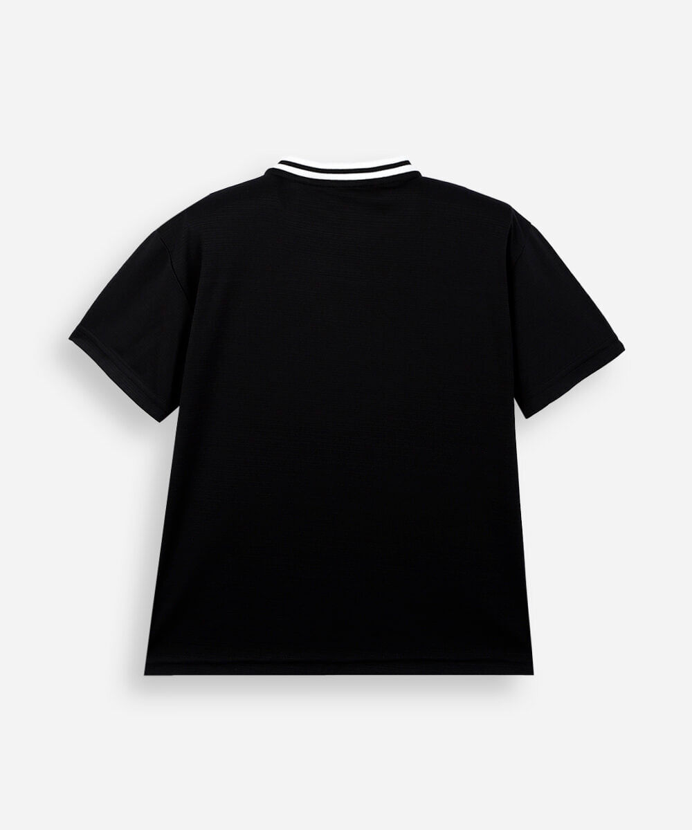 camiseta esportiva infantil manga curta preta
