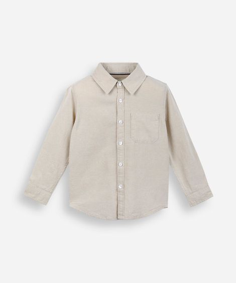 camisa infantil manga longa com bolso bege