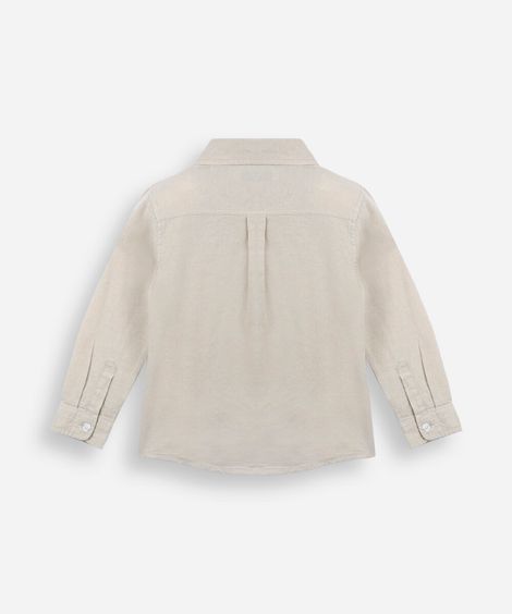 camisa infantil manga longa com bolso bege