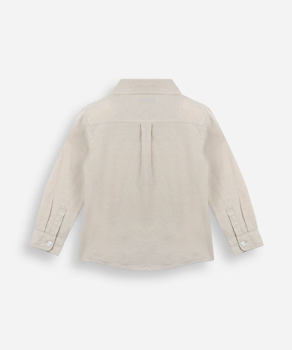 camisa infantil manga longa com bolso bege